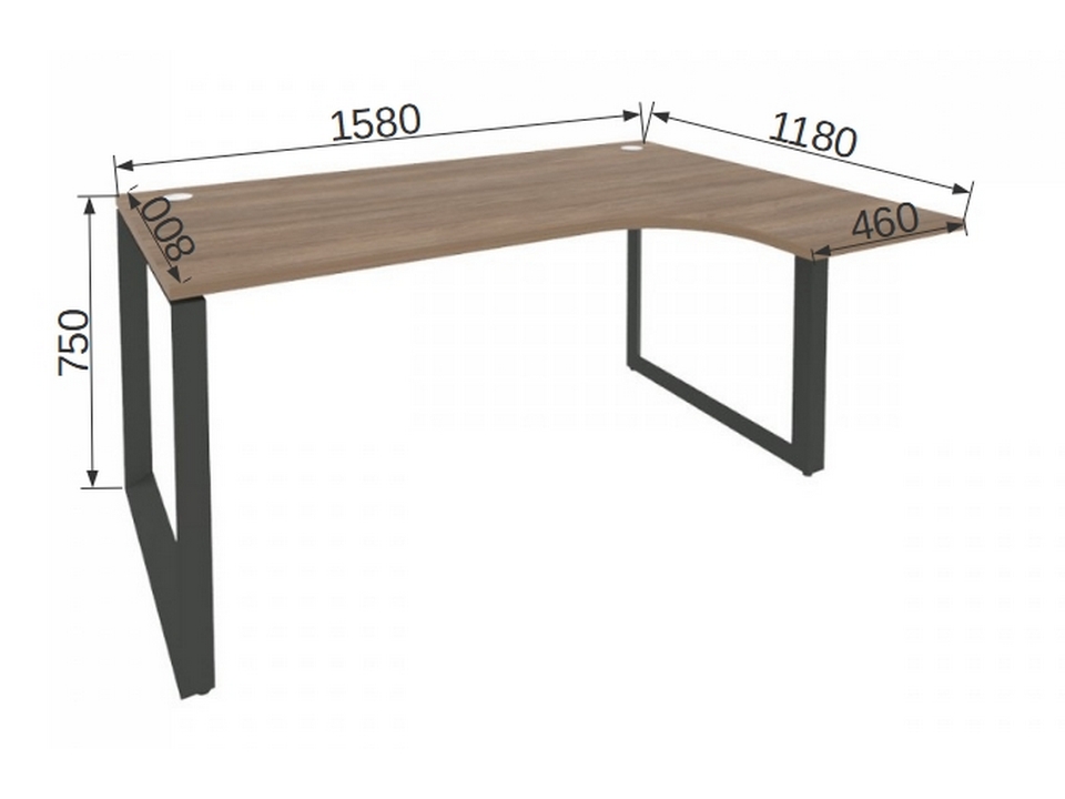 Мебель для персонала ONIX METALL O.MO-SA-4R Стол эргономичный правый на О-образном м/к
