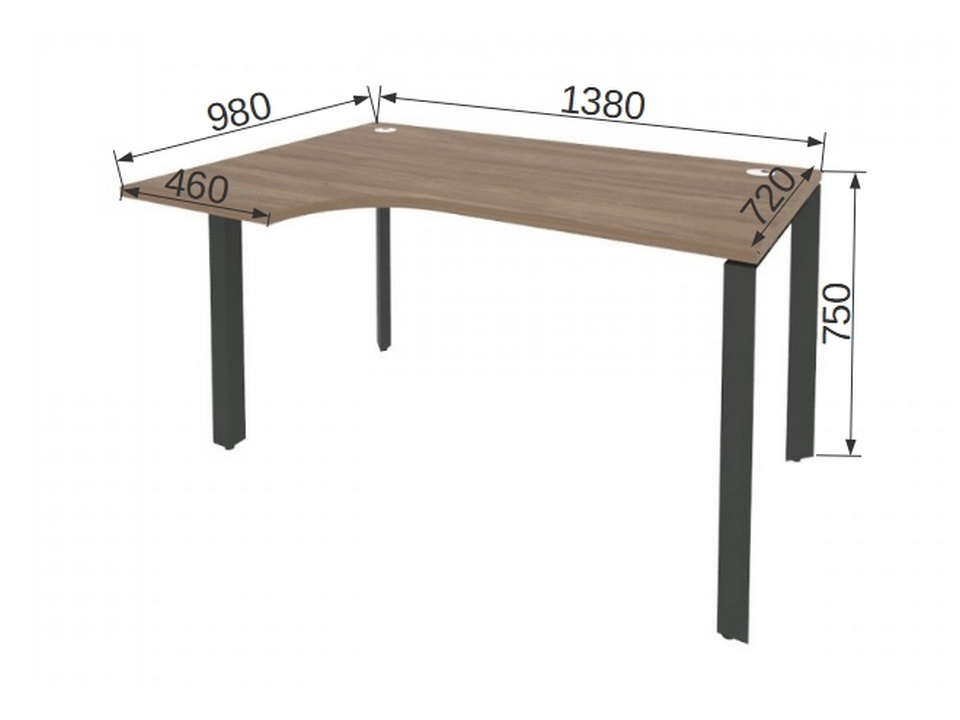 Мебель для персонала ONIX METALL O.MP-SA-2L Стол эргономичный левый на П-образном м/к