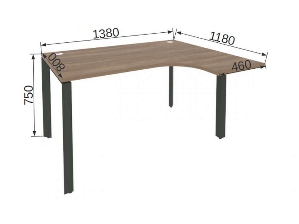 Мебель для персонала ONIX METALL O.MP-SA-3R Стол эргономичный правый на П-образном м/к